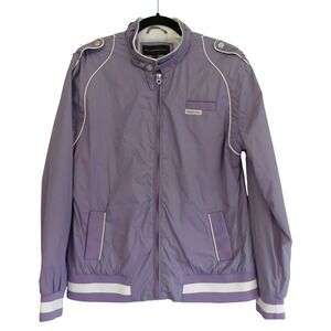 Members Only Jacket Womens XL Purple Iconic Racer Windbreaker Full Zip Bomber